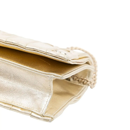 Chanel CC Metallic Pleated Lambskin Chain Link Shoulder Bag