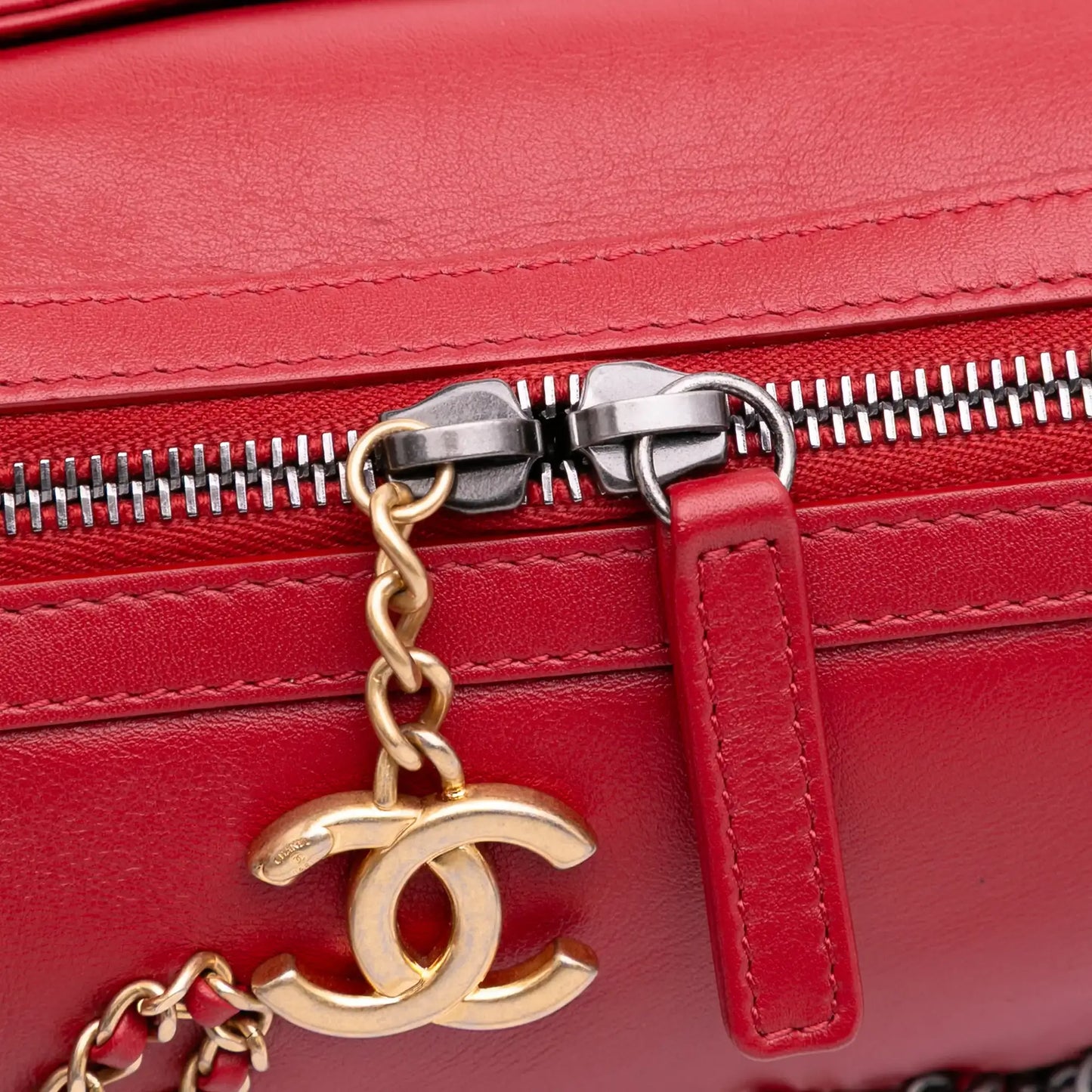 Chanel Calfskin Signature Chain Signe Bowling Bag