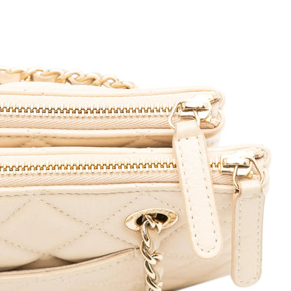 Chanel CC Quilted Lambskin Double Zip Crossbody