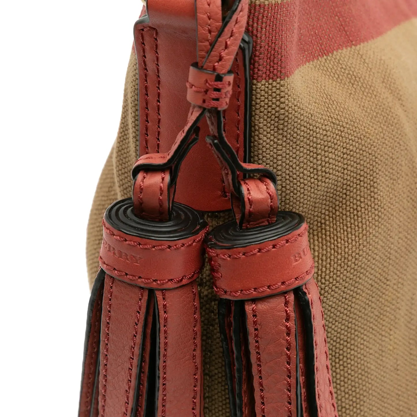 Burberry Mini Mega Check Canvas Ashby Tassel Bucket Bag