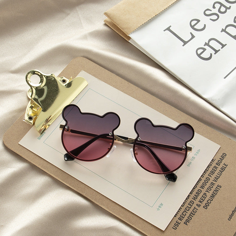 Girls Colorful Lenses Cartoon Frame Shape Fashion Sunglasses-5